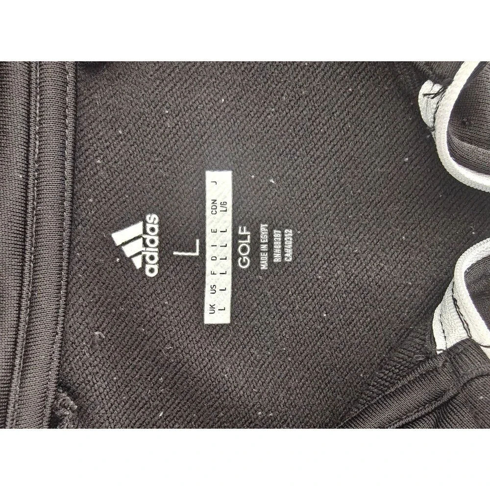 Adidas Golf Quarter Zip Pullover Jacket Black Men's Large 3 Stripe